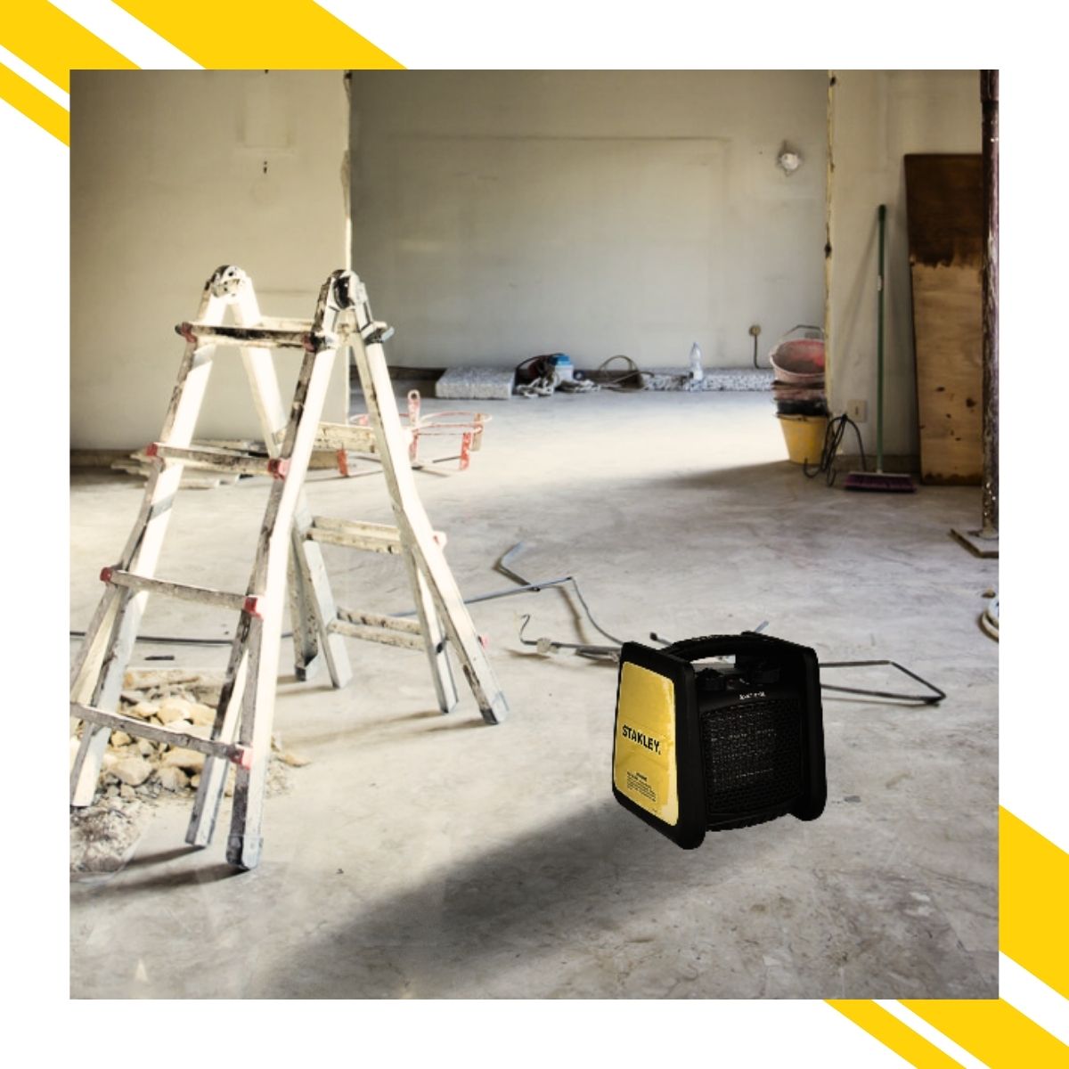 Chauffage électrique chantier 1800W - fusible de sécurité - 2 positions de chauffe - Stanley