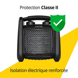 Chauffage électrique chantier 1800W - fusible de sécurité - 2 positions de chauffe - Stanley