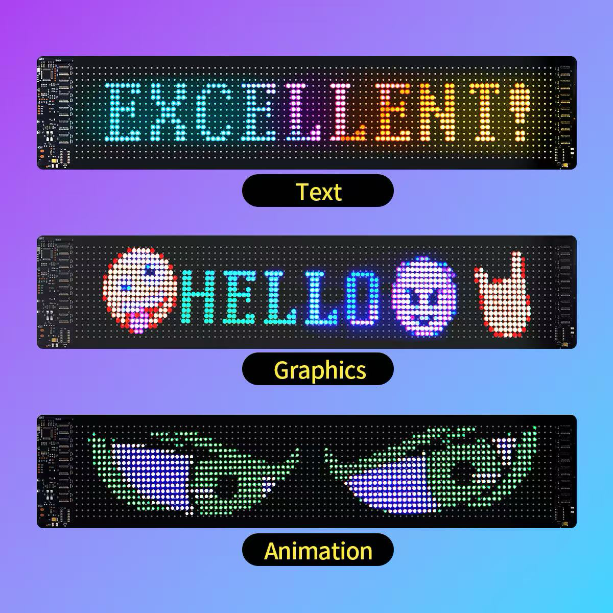 Panneau matriciel LED pixel programmable 1024px - USB + Bluetooth - Néolium