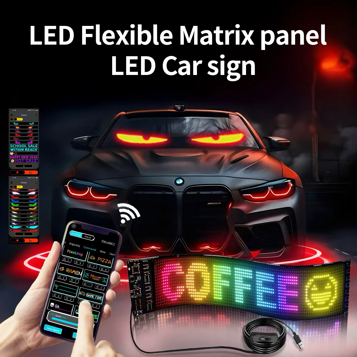 Panneau matriciel LED pixel programmable 1024px - USB + Bluetooth - Néolium