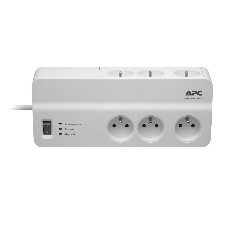 Bloc parafoudre 6 prises 2P+T (2300W) - Blanc - Schneider
