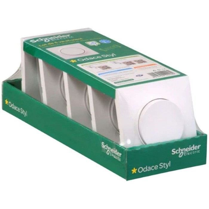 Lot de 5 va et vient + plaque - blanc - Odace - Schneider