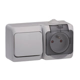Interrupteur va et vient + prise 2P+T + cache - Cedar Plus - Schneider