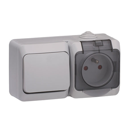Interrupteur va et vient + prise 2P+T + cache - Cedar Plus - Schneider