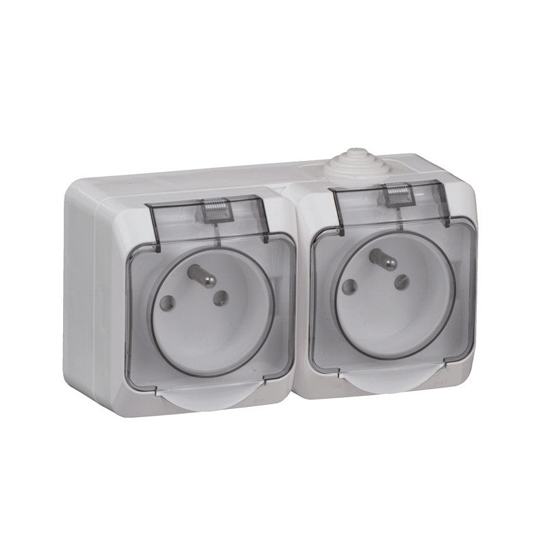 Double prise 2P+T 16A + cache - Cedar Plus - Schneider