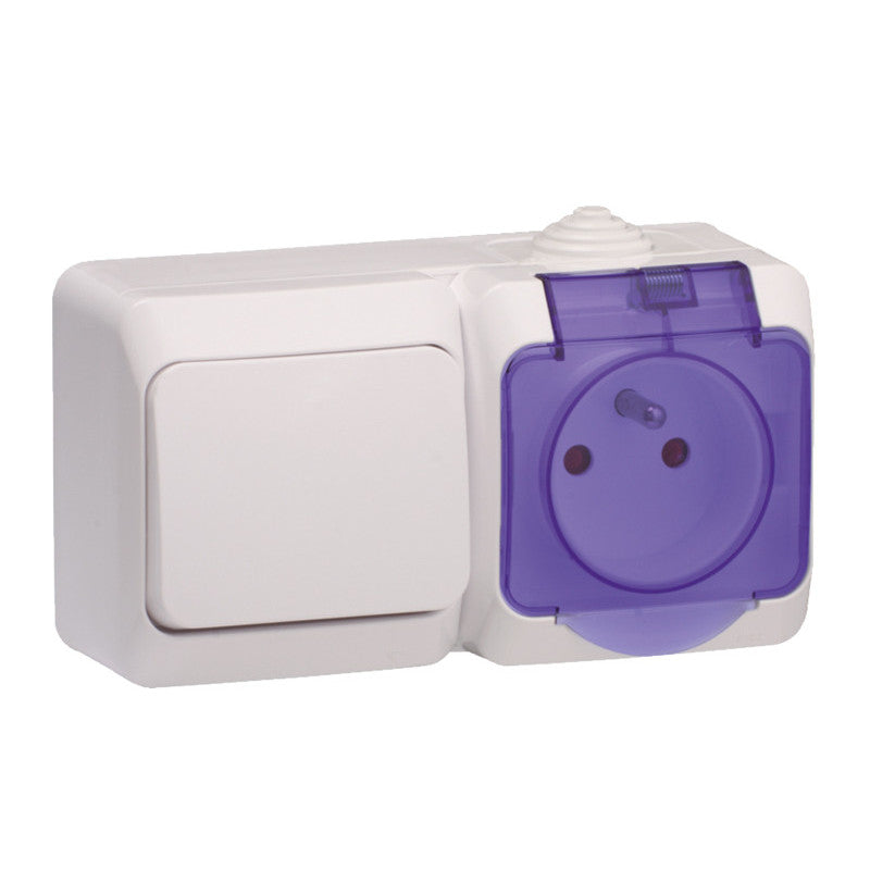 Interrupteur va et vient + prise 2P+T + cache - Cedar Plus - Schneider