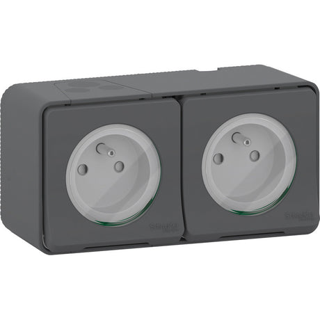 Double prise 2P+T en saillie IP55 - Mureva - Schneider
