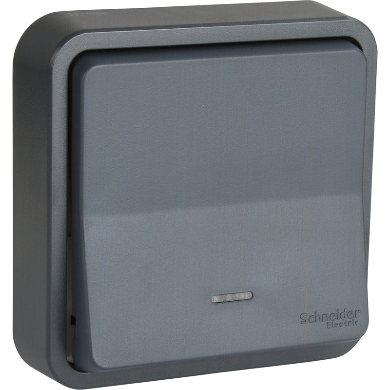 Bouton poussoir encastré IP55 - Mureva - anthracite - Schneider