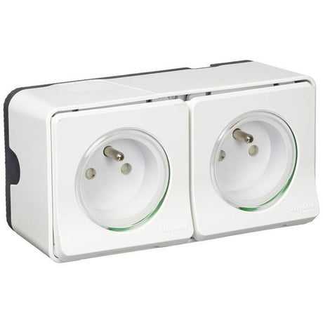 Double prise 2P+T en saillie IP55 - Mureva - Schneider