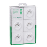 Lot de 5 prises 2P+T + plaque Odace - Schneider