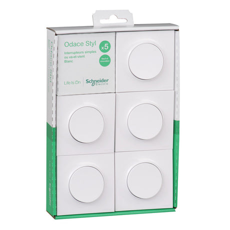 Lot de 5 va et vient (avec plaque) - Odace - Schneider