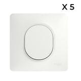 Lot 5 interrupteurs va-et-vient brochables + plaque - Ovalis - Schneider