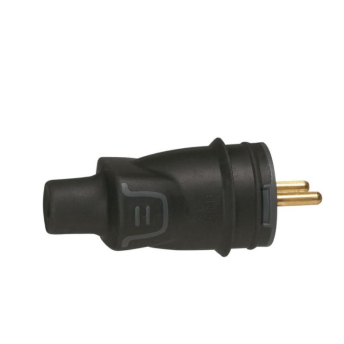 Fiche borne à vis 2P+T 16A IK08 IP44 sortie droite - Noir - Legrand