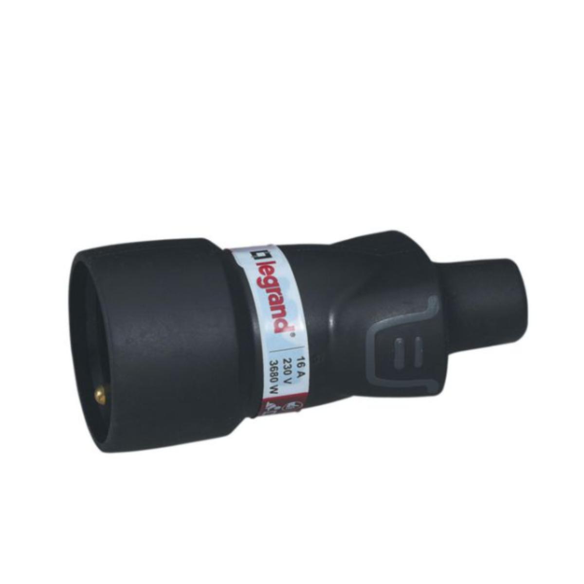 Prolongateur 2P+T 16A à sortie droite - Noir - Legrand