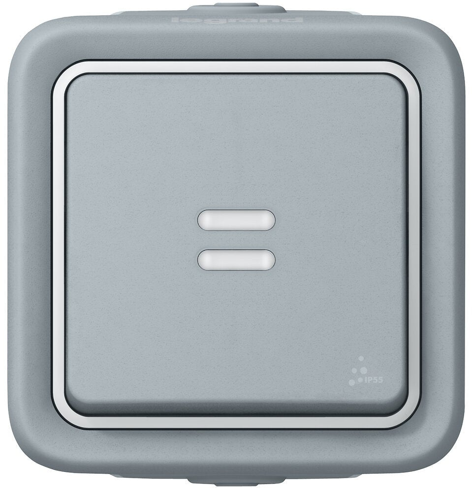 Interrupteur va et vient 10A + voyant complet saillie - Plexo - gris - Legrand