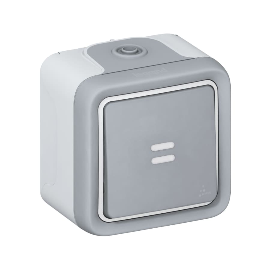 Interrupteur va et vient lumineux 10A complet saillie - Plexo - gris - Legrand