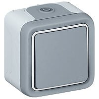 Bouton poussoir IP55 complet saillie - Plexo - gris - Legrand