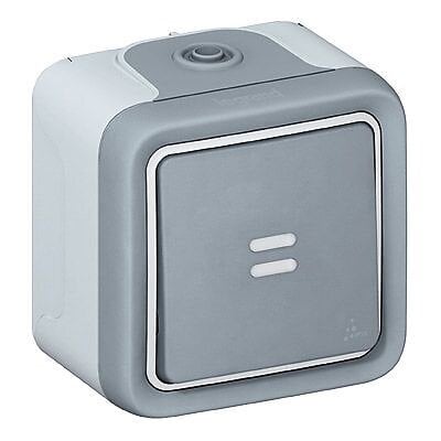 Bouton poussoir lumineux IP55 complet saillie - Plexo - gris - Legrand
