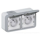 Double prise + clapet protection IP55 complet saillie - Plexo - Legrand