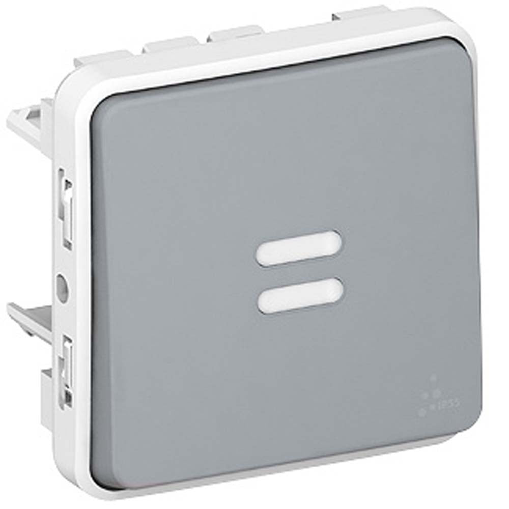 Interrupteur va et vient saillie IP55 + voyant - Plexo - gris - Legrand