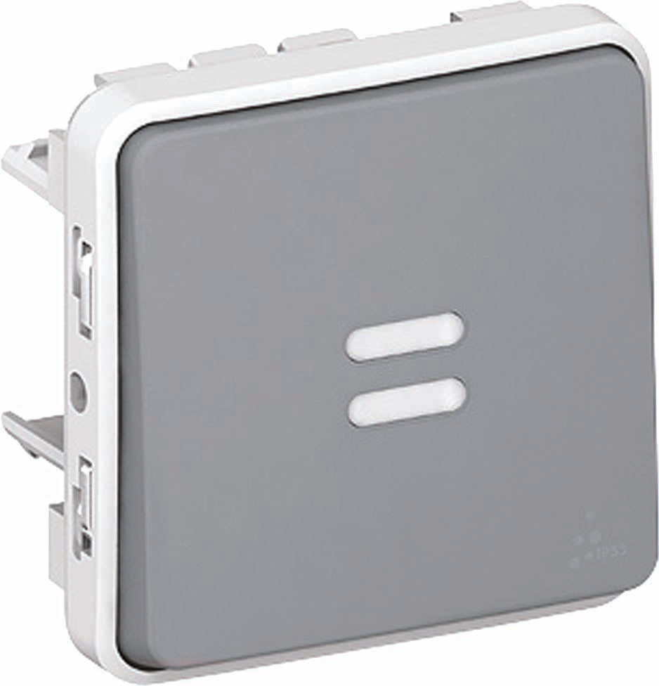Bouton poussoir lumineux 6A saillie à composer - Plexo - gris - Legrand