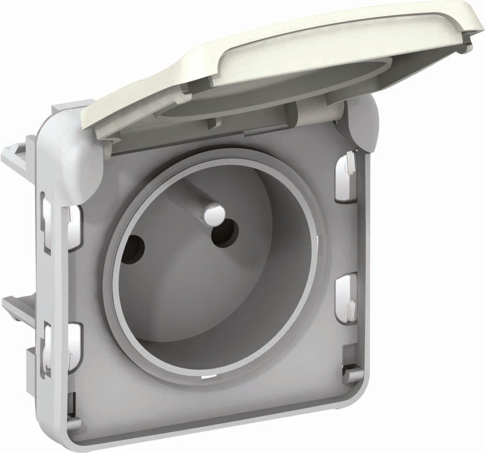Prise étanche 2P+T 16A + clapet protection IP55 saillie - Plexo - Legrand