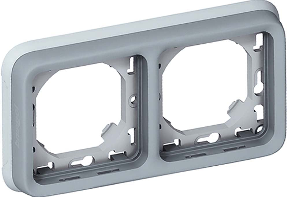 Plaque support encastré 2 postes - Plexo - gris - Legrand