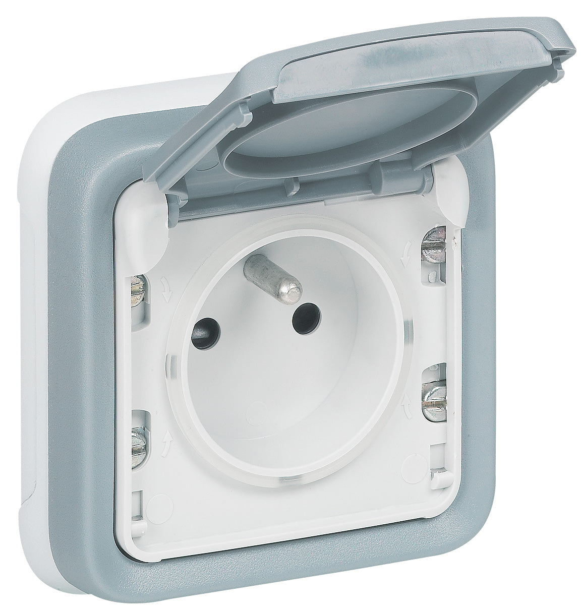 Prise étanche 2P+T 16A + clapet protection IP55 encastré - Plexo - Legrand