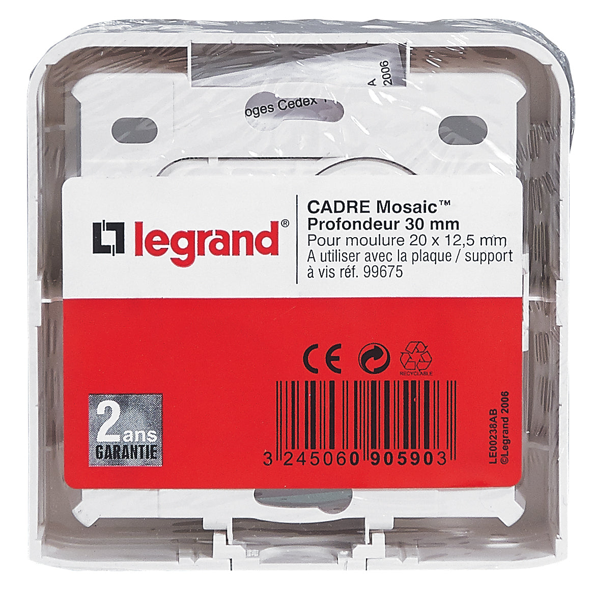 Cadre saillie P30mm IK02 pour 2 modules - Mosaic - blanc - Legrand