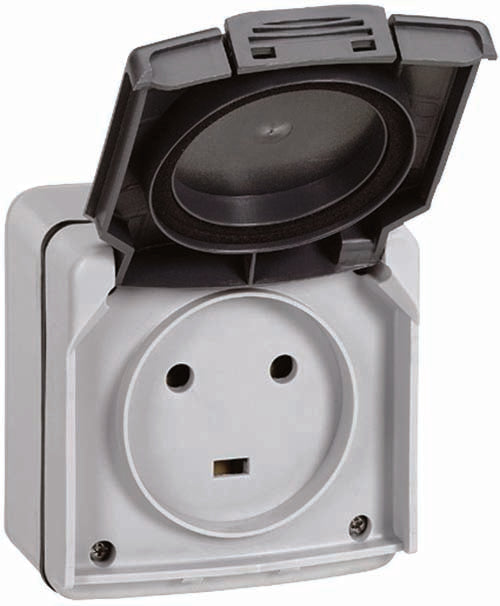 Prise de courant 2P+T 20A IP55 saillie - Plexo - gris - Legrand