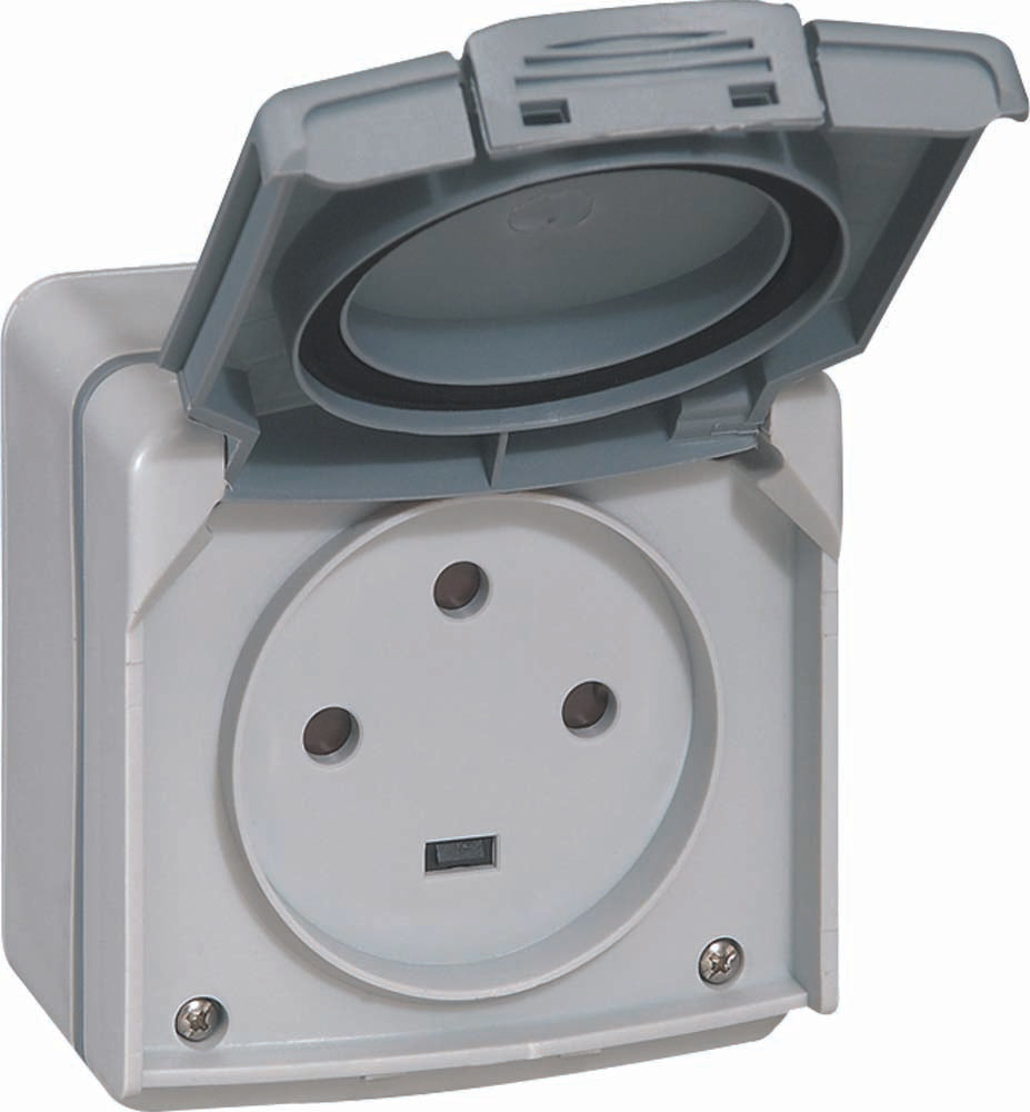 Prise de courant 3P+T 20A IP55 saillie - Plexo - gris - Legrand