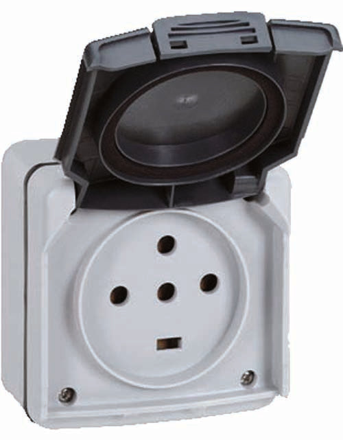 Prise de courant 3P+T+N 20A IP55 saillie - Plexo - gris - Legrand