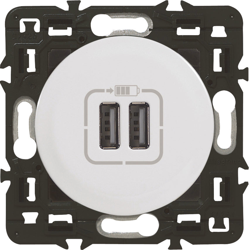 Double chargeur USB Type A 3A 15W à composer Céliane - Legrand