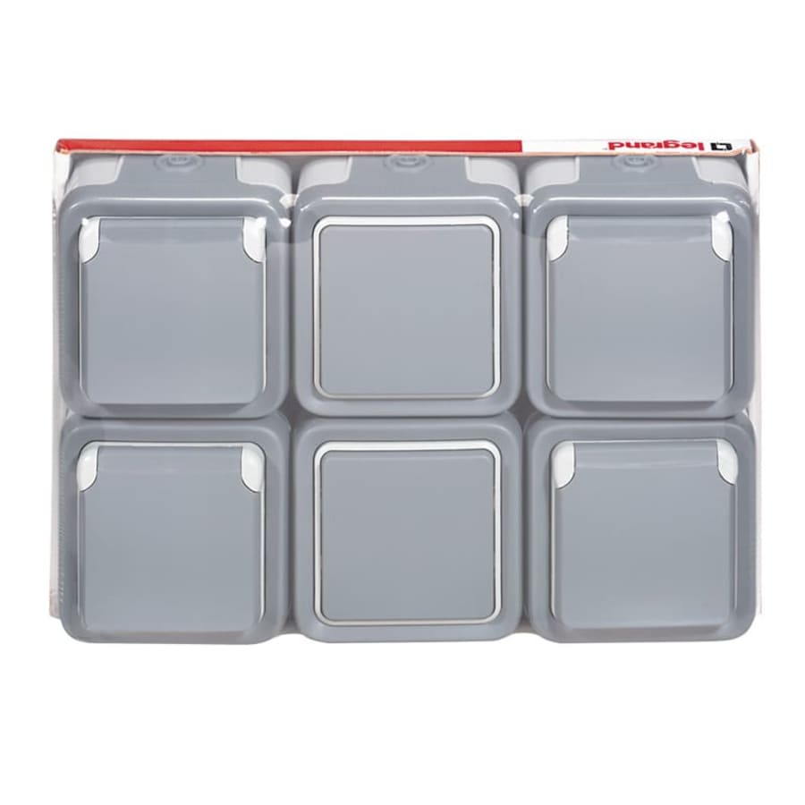 Lot de 2 interrupteurs va et vient 10A + 4 prises IP55 saillie 2P+T 16A - Plexo - gris - Legrand