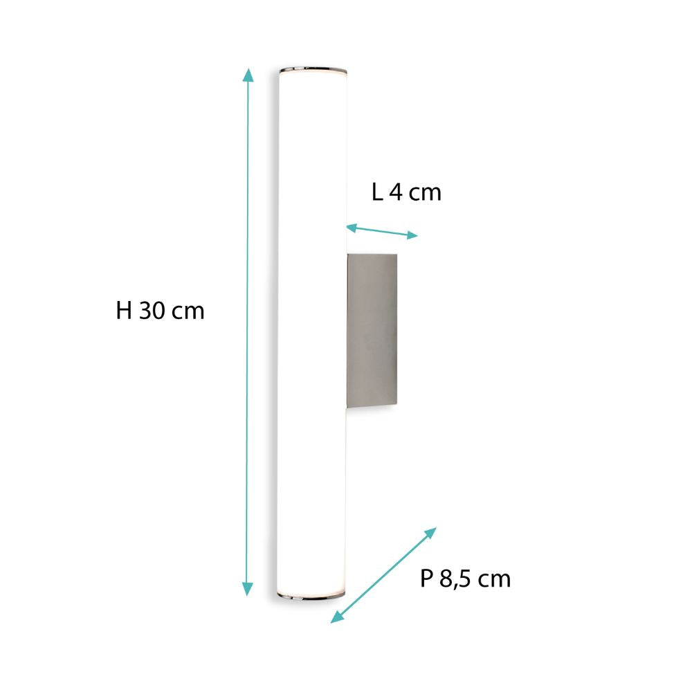 Applique de salle de bain 30cm chrome (5W 360lm 4000K IP44) - Voltman