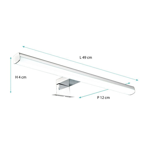 Applique de salle de bain 50cm chrome (10W 600lm 4000K IP44) - Voltman