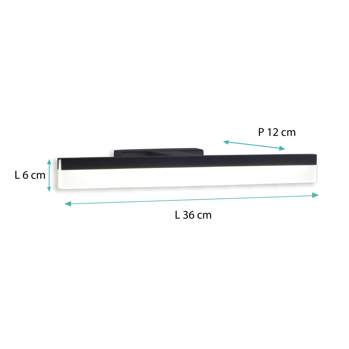 Applique de salle de bain 32cm Noire (7W 560lm 4000K IP44) - Voltman