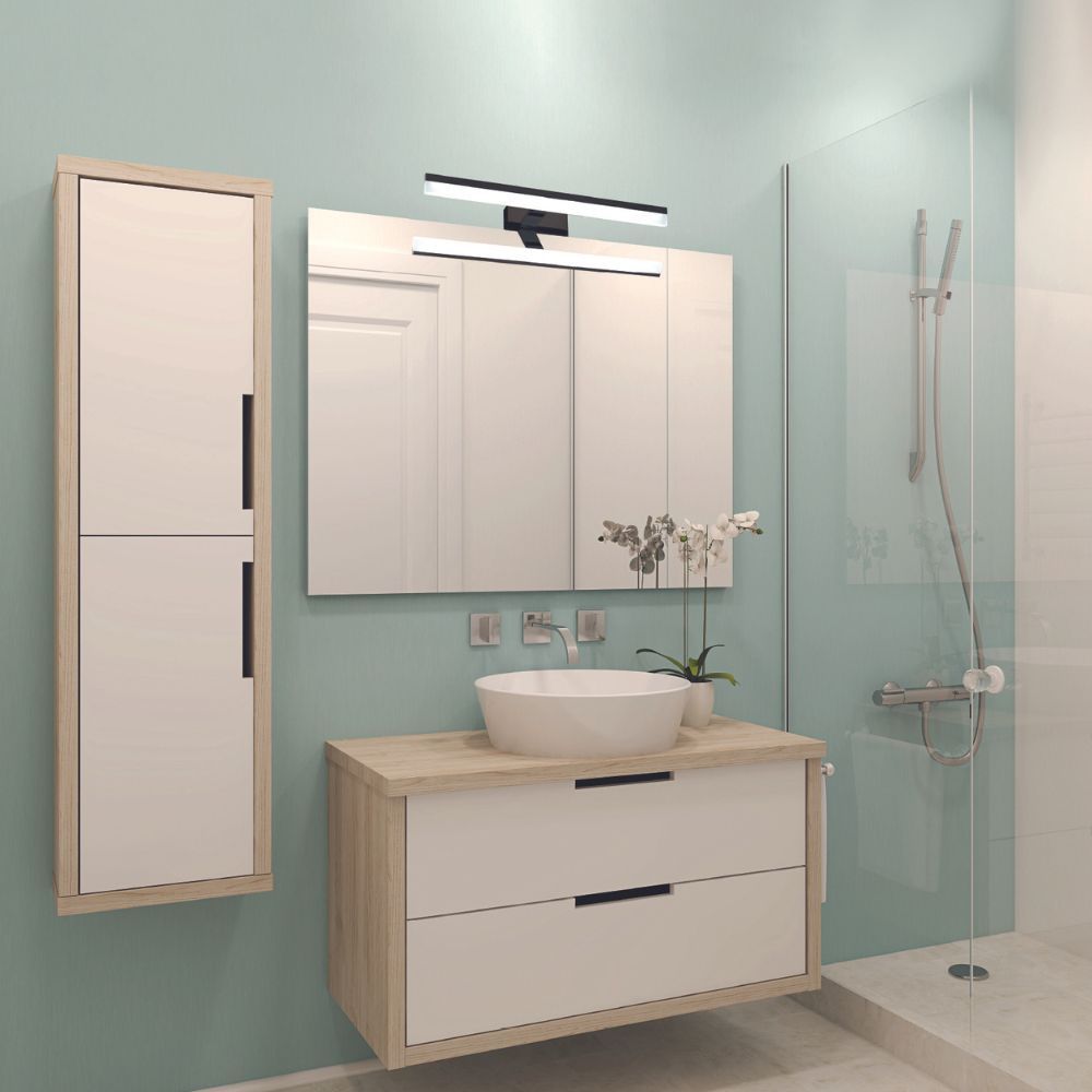 Applique de salle de bain 78cm Noire (16W 1280lm 4000K IP44) - Voltman