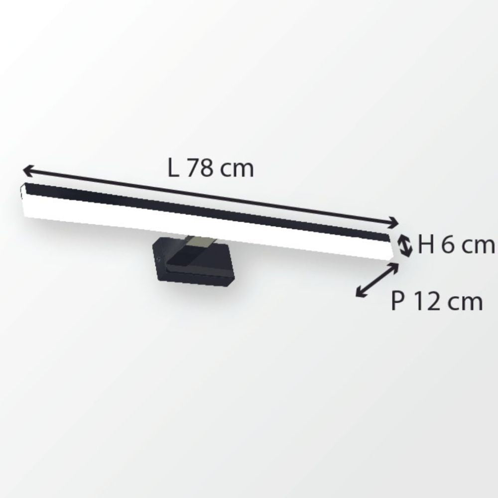 Applique de salle de bain 78cm Noire (16W 1280lm 4000K IP44) - Voltman