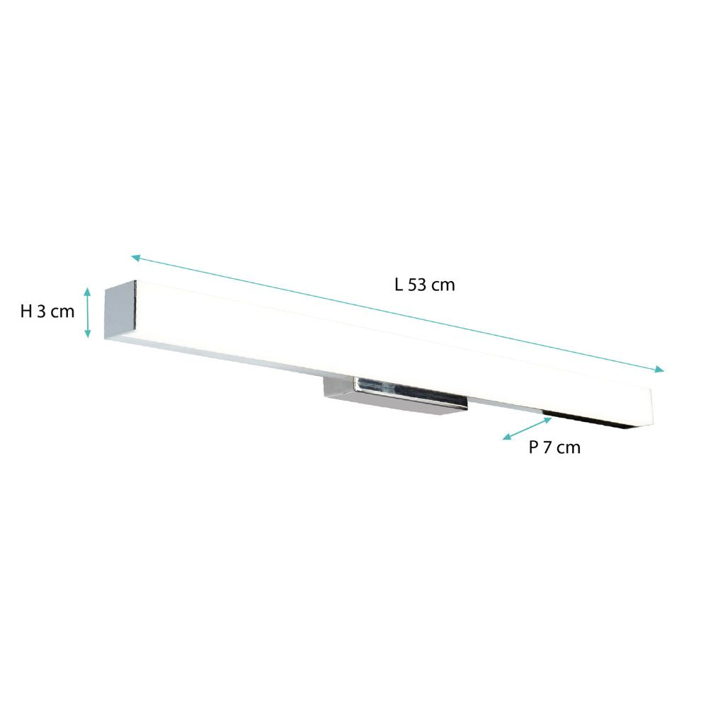 Applique de salle de bain 53cm chrome (16W 1280lm 4000K IP44) - Voltman