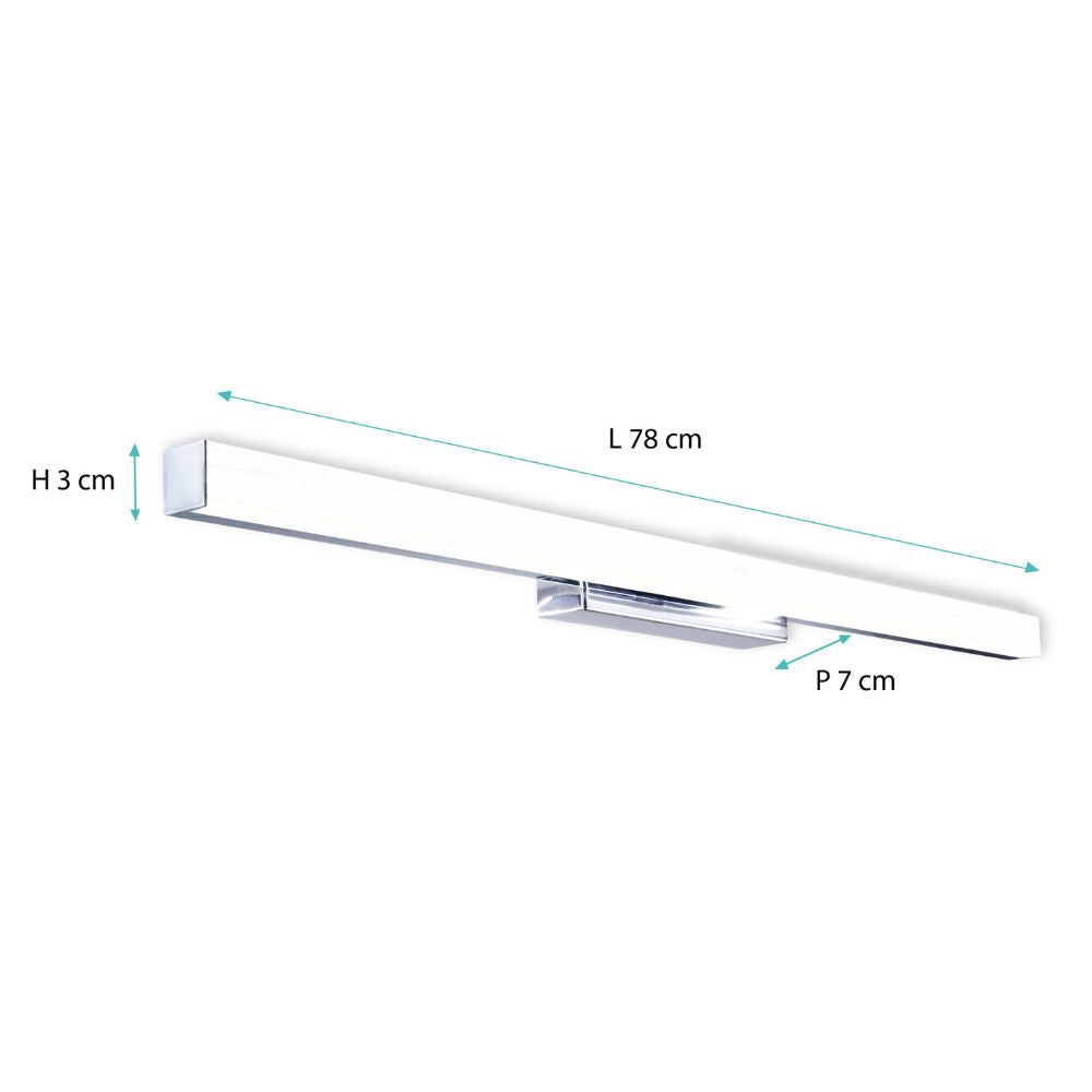Applique de salle de bain 78cm chrome (20W 1600lm 4000K IP44) - Voltman