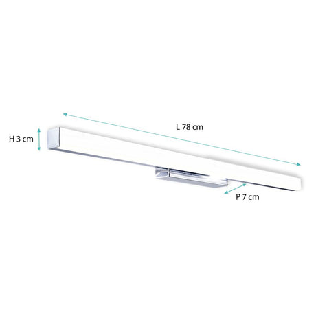 Applique de salle de bain 78cm chrome (20W 1600lm 4000K IP44) - Voltman