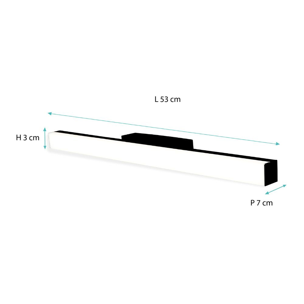 Applique de salle de bain 53cm Noire (16W 1280lm 4000K IP44) - Voltman