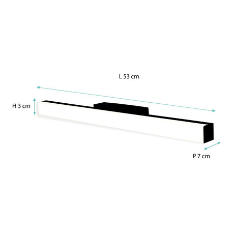 Applique de salle de bain 53cm Noire (16W 1280lm 4000K IP44) - Voltman