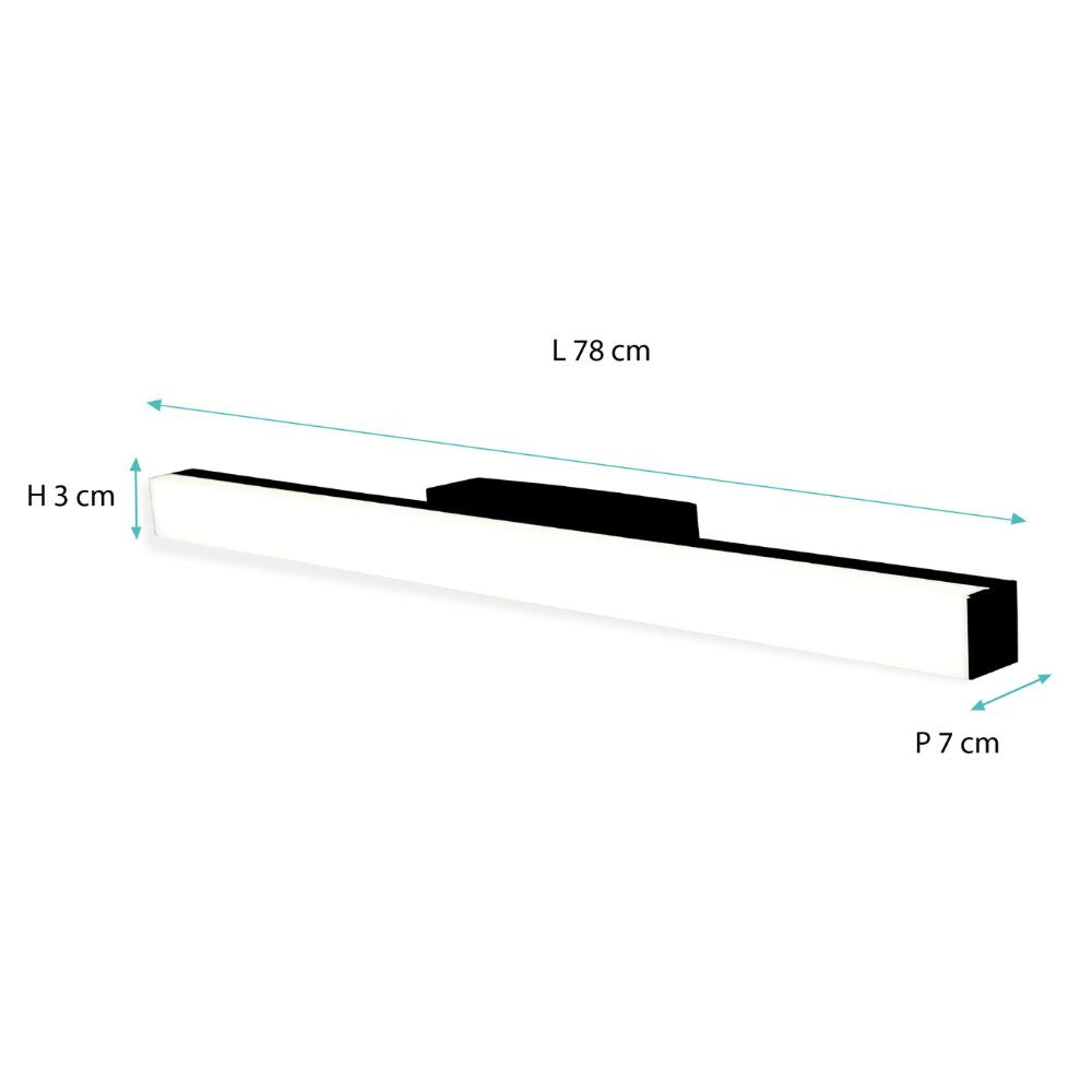 Applique de salle de bain 78cm Noire (20W 1600lm 4000K IP44) - Voltman