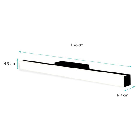 Applique de salle de bain 78cm Noire (20W 1600lm 4000K IP44) - Voltman