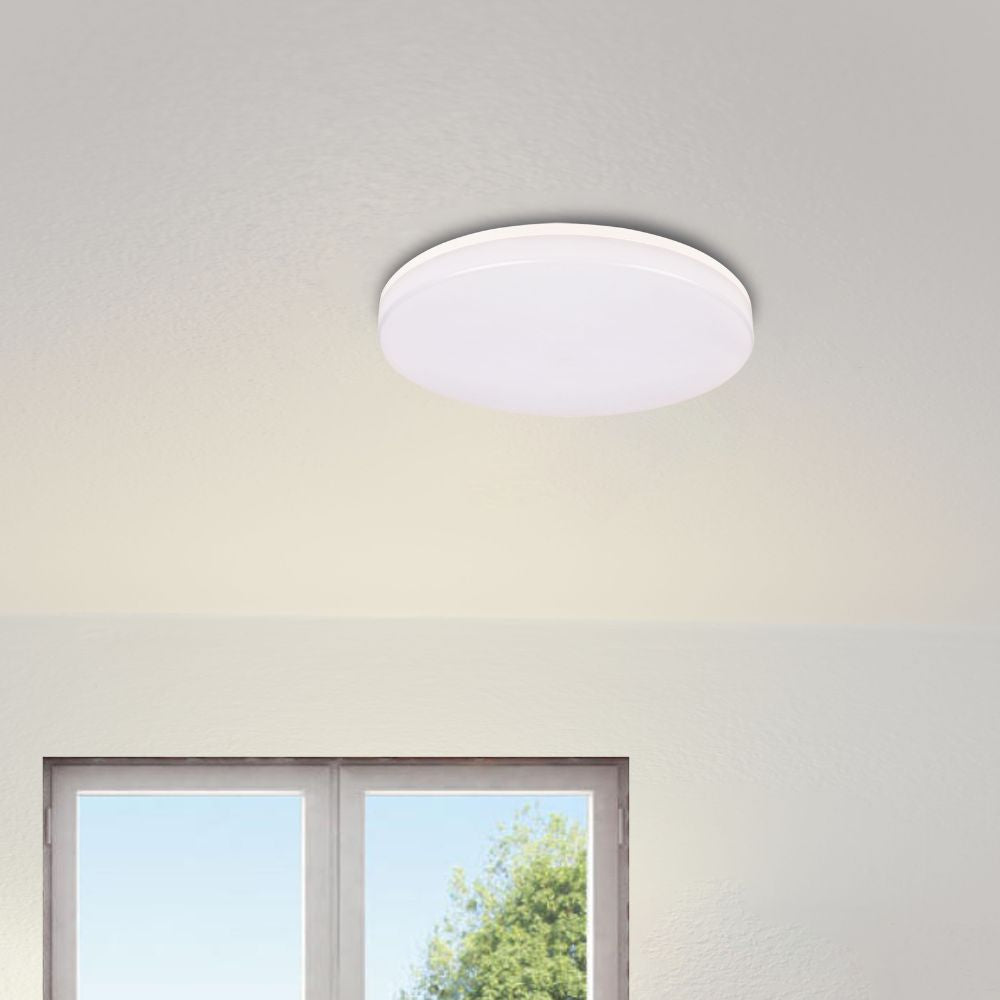 Plafonnier rond spécial Salle de Bain IP44 (15 W 1350lm 4000K) - Blanc - Voltman