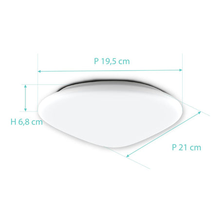 Plafonnier spécial Salle de Bains IP44 (21cm 12W 960lm 4000K) - Blanc - Voltman