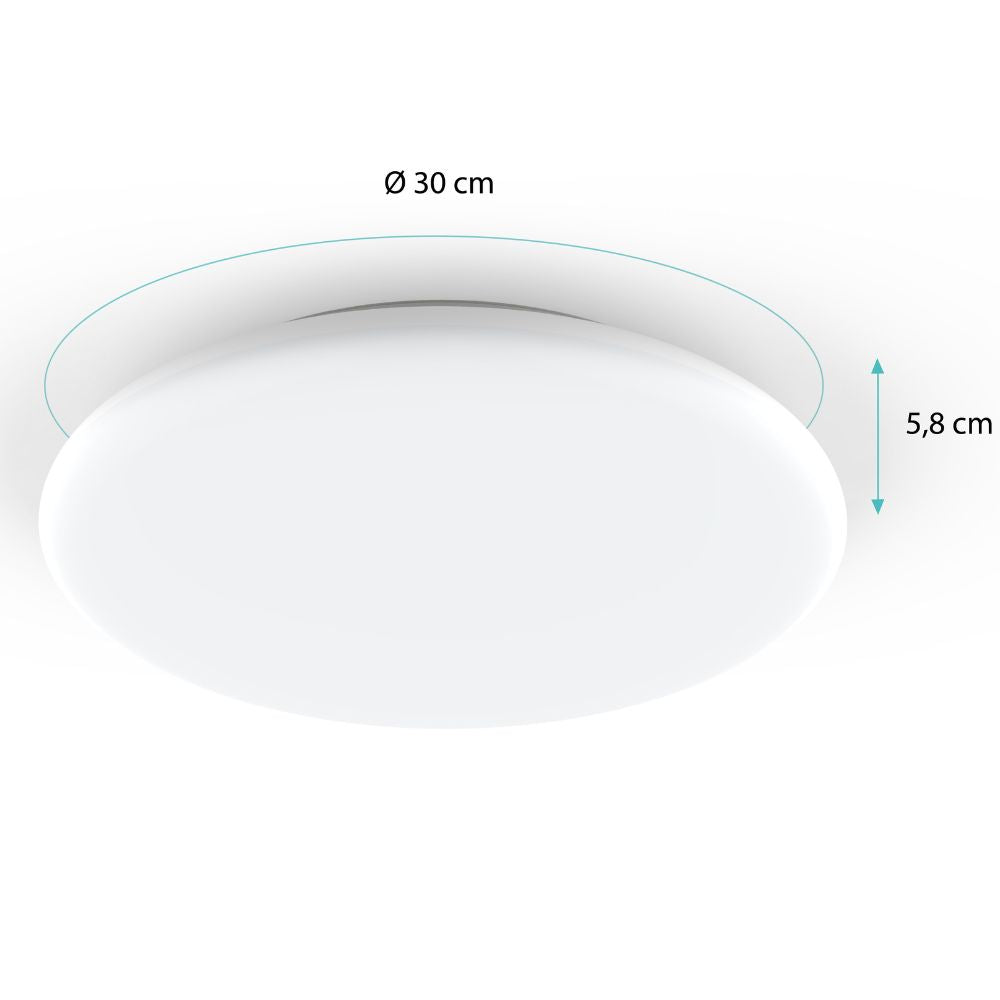 Plafonnier spécial Salle de Bain IP54 (18W 1710lm 4000K) - Blanc - Voltman