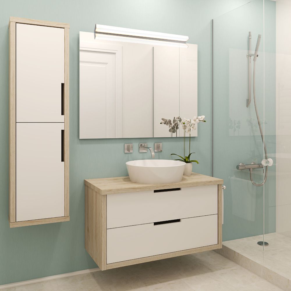 Plafonnier Salle de Bain IP44 (60cm 12W 950lm 4000K) Chrome - Voltman